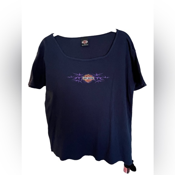 🔥🔥🔥Vintage Harley Davidson Sweetheart Neckline Short Sleeve Top Year 2000 - Picture 2 of 5